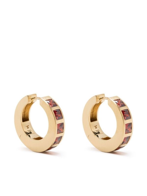 Tom Wood Gold-Plated Arch Square Garnet Hoop Earrings | Browns Earrings