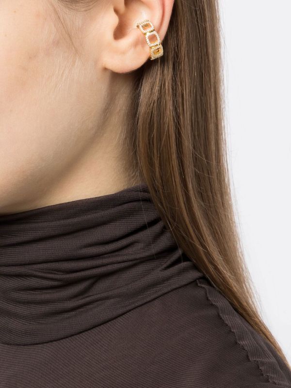 Tom Wood Gold-plated Cushion Open Crystal Single Ear Cuff | Browns Earrings