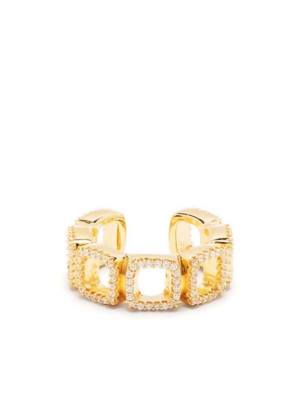 Tom Wood gold-plated Cushion Open crystal single ear cuff | Browns Earrings