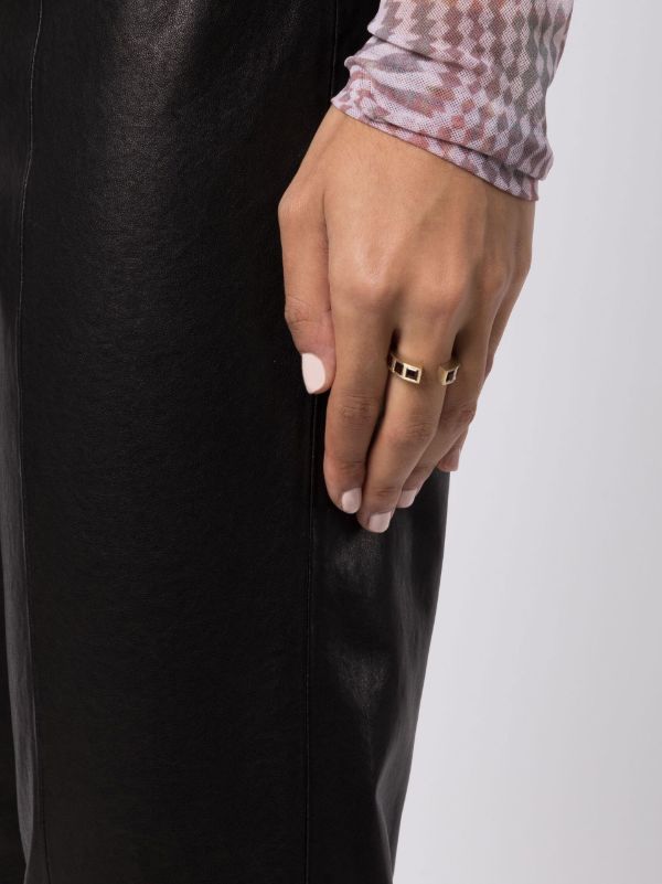 Tom Wood Gold-Tone Gate Square Garnet Ring | Browns Rings