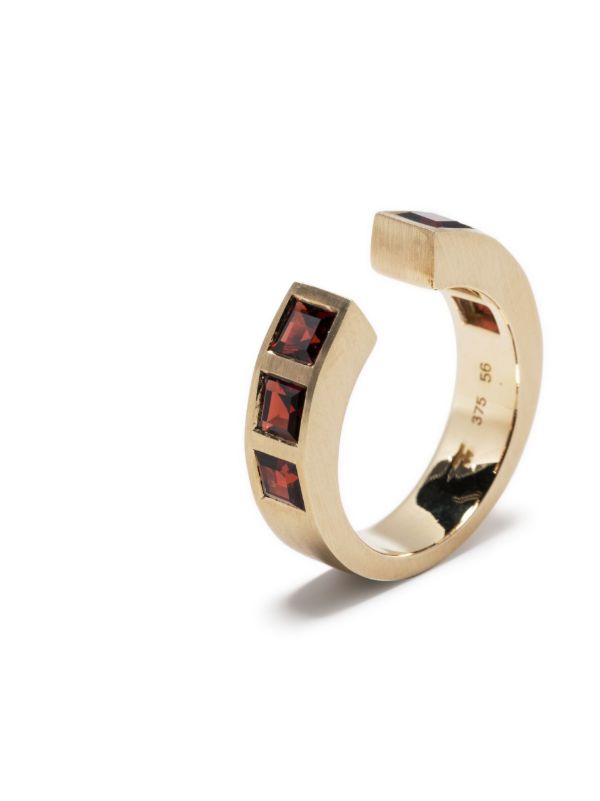 Tom Wood Gold-Tone Gate Square Garnet Ring | Browns Rings