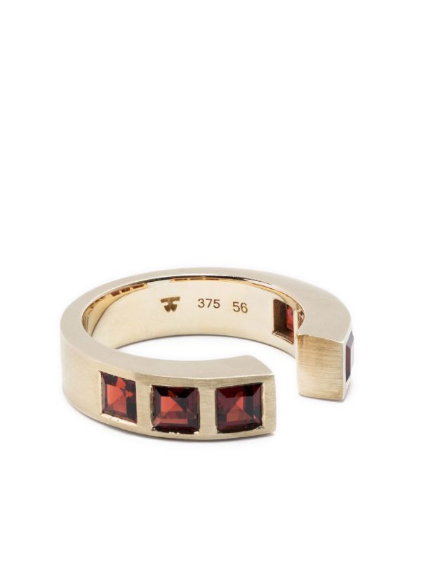 Tom Wood Gold-Tone Gate Square Garnet Ring | Browns Rings
