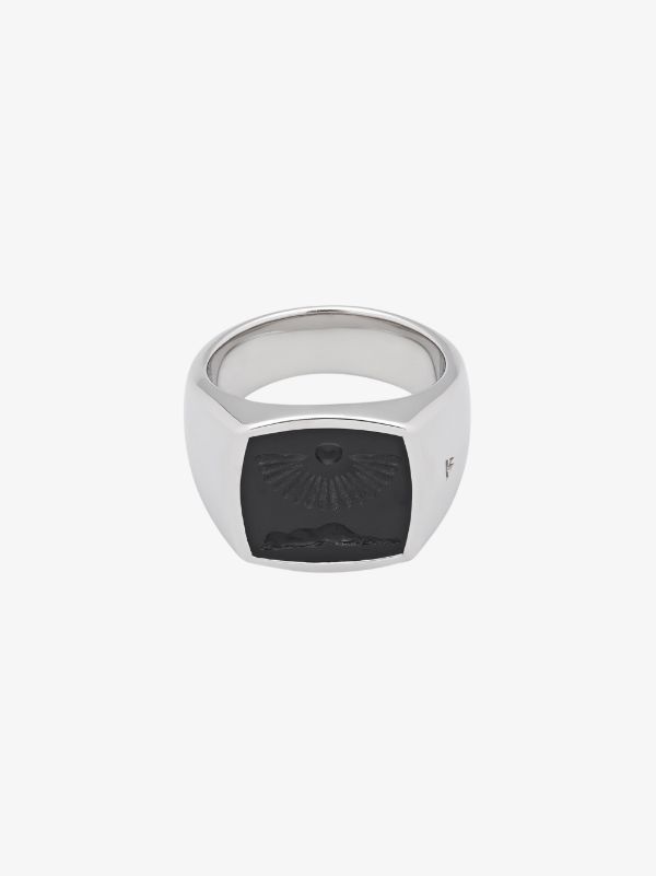 Tom Wood sterling silver Clytia onyx ring | Browns Rings