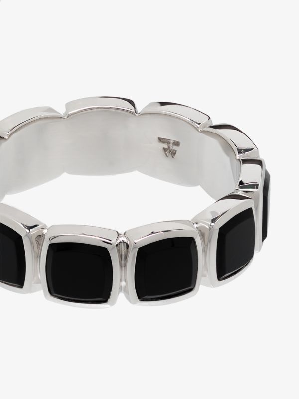 Tom Wood Sterling Silver Cushion Band Polished Onyx Ring | Browns Rings