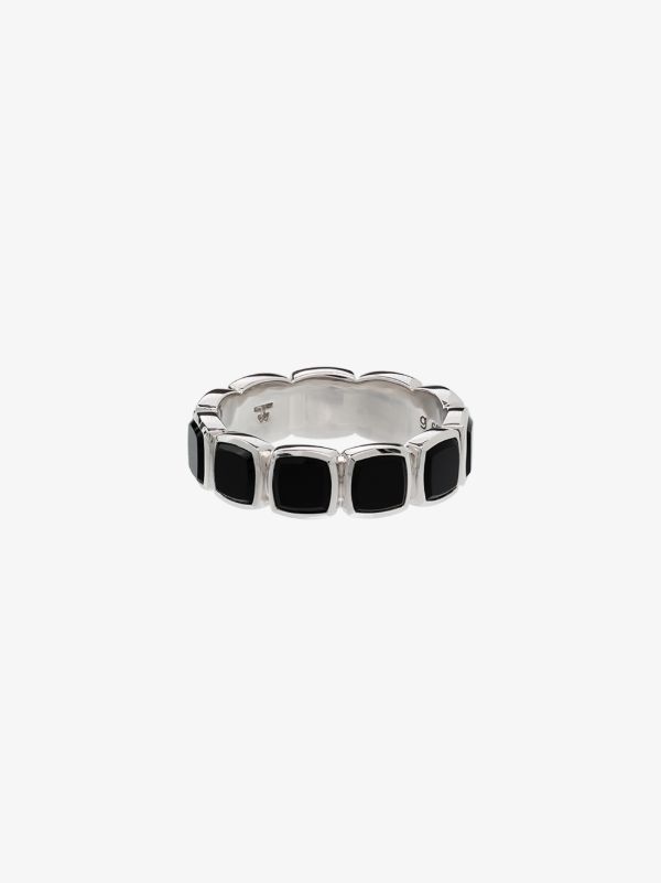 Tom Wood sterling silver Cushion Band Polished Onyx ring | Browns Rings