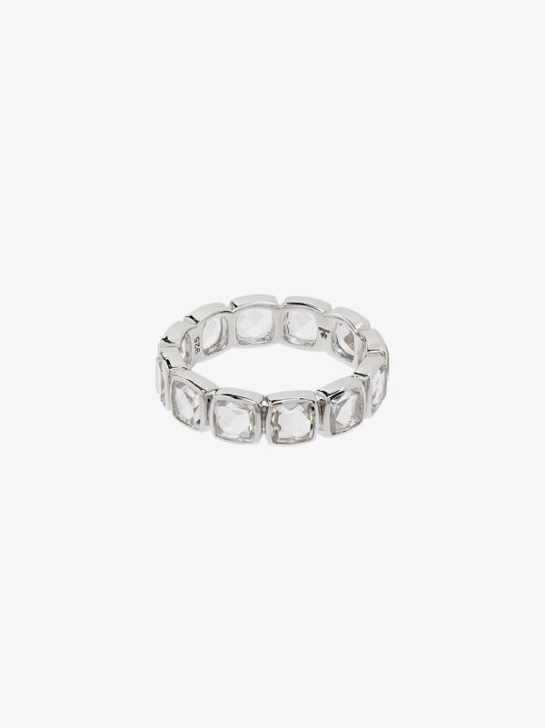 Tom Wood Sterling Silver Cushion Band Rock Crystal Ring | Browns Rings