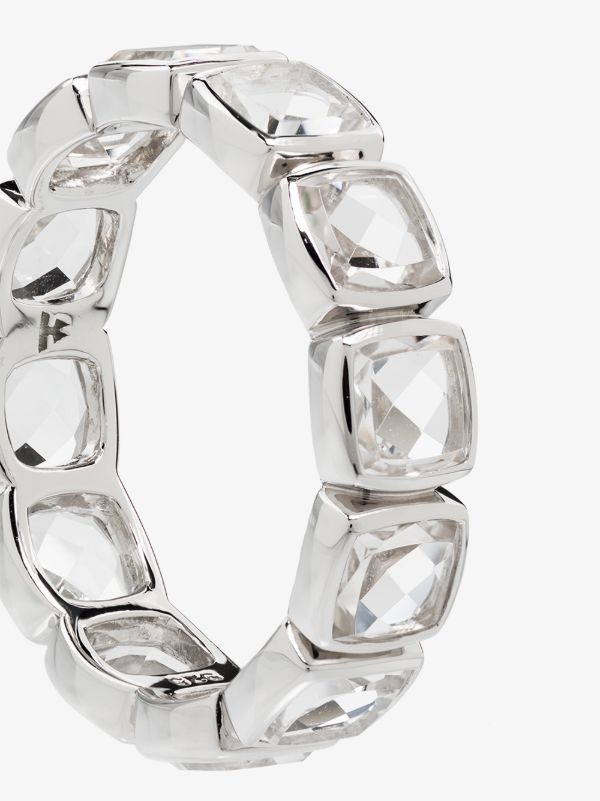Tom Wood Sterling Silver Cushion Band Rock Crystal Ring | Browns Rings