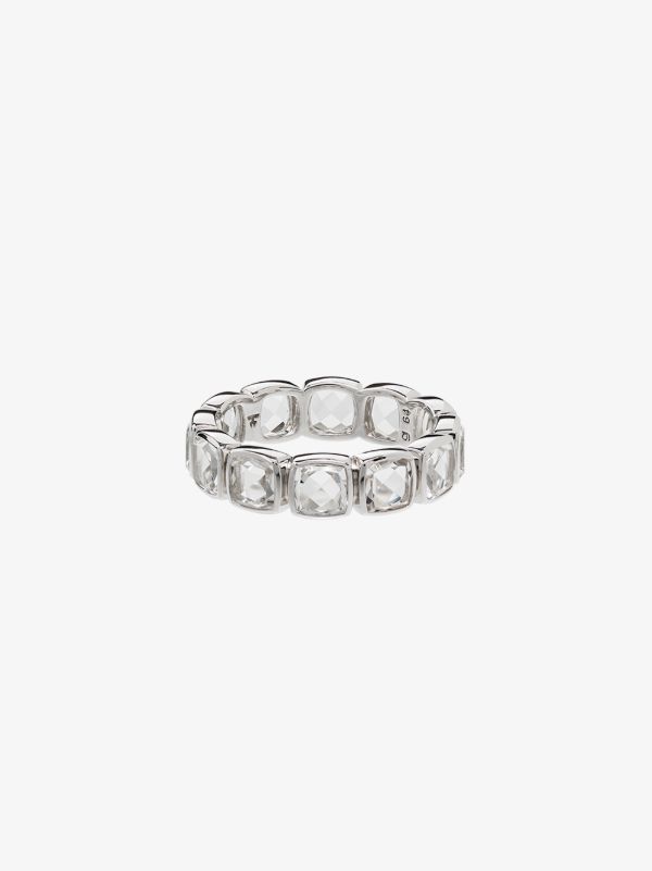 Tom Wood sterling silver Cushion Band Rock Crystal ring | Browns Rings