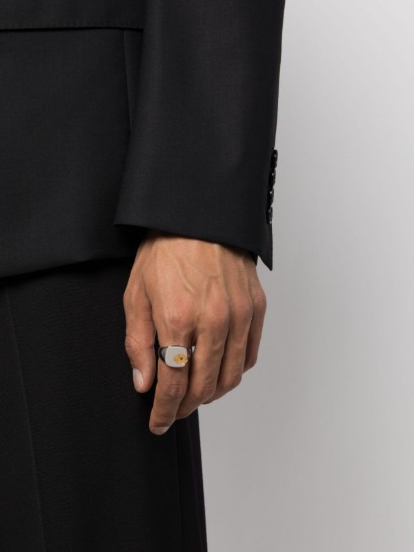 Tom Wood Sterling Silver Mined Black Diamond Signet Ring | Browns Rings