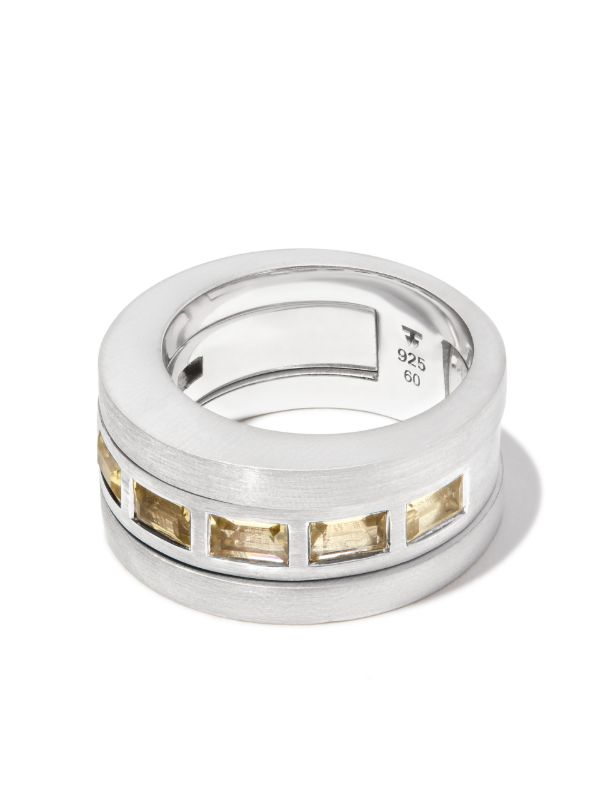 Tom Wood sterling silver Vault Double Arch quartz ring | Browns Rings