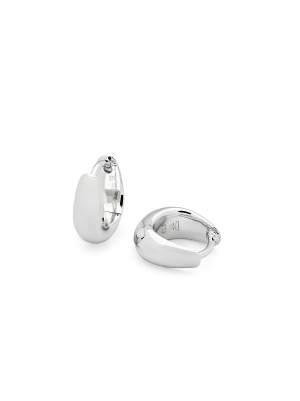 Tom Wood White Rhodium Plated Pebble Hoop Earrings | Browns Fine Earrings