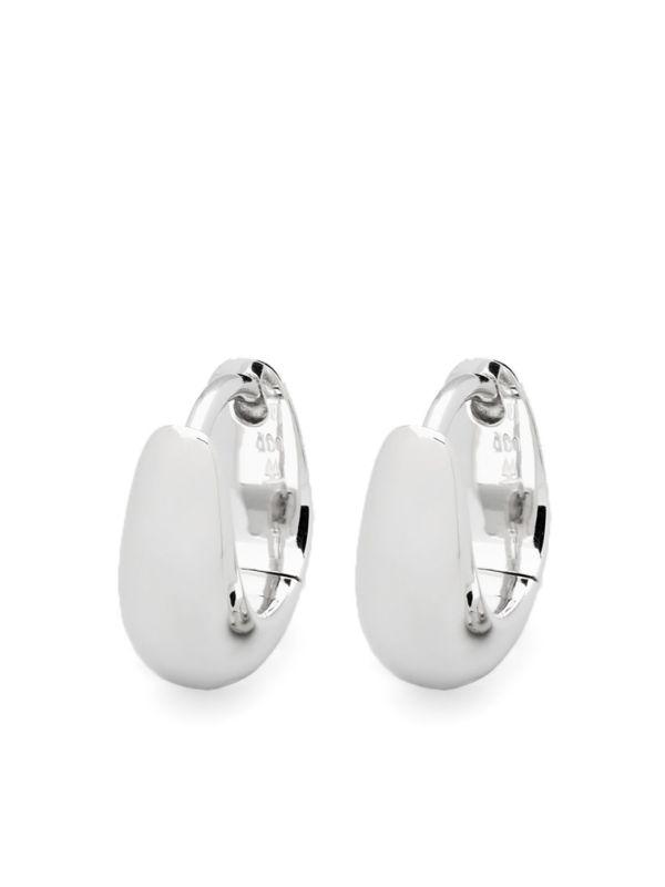 Tom Wood White Rhodium Plated Pebble Hoop Earrings | Browns Fine Earrings