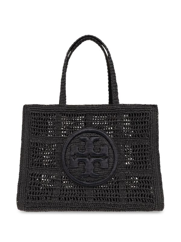 Tory Burch Black Ella Large Paper Tote Bag | Browns Tote Bags