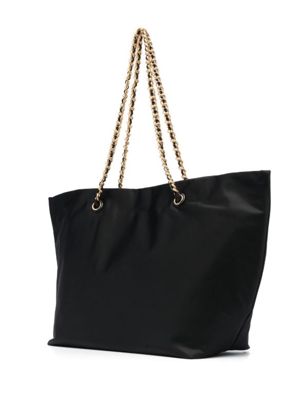 Tory Burch Black Ella Logo-Patch Tote Bag | Browns Tote Bags