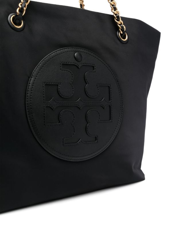 Tory Burch Black Ella Logo-Patch Tote Bag | Browns Tote Bags