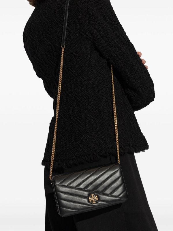 Tory Burch Black Kira Chevron Leather Cross Body Bag | Browns Messenger & Crossbody Bags