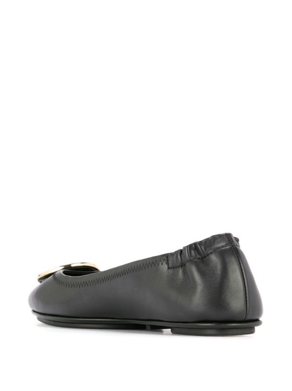Tory Burch Black Minnie Logo Plaque Ballerina Shoes | Browns Ballerina Shoes