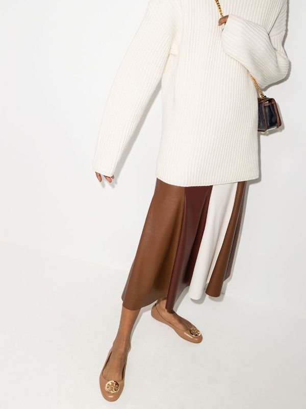 Tory Burch Brown Minnie Travel Ballet Pumps | Browns Ballerina Shoes