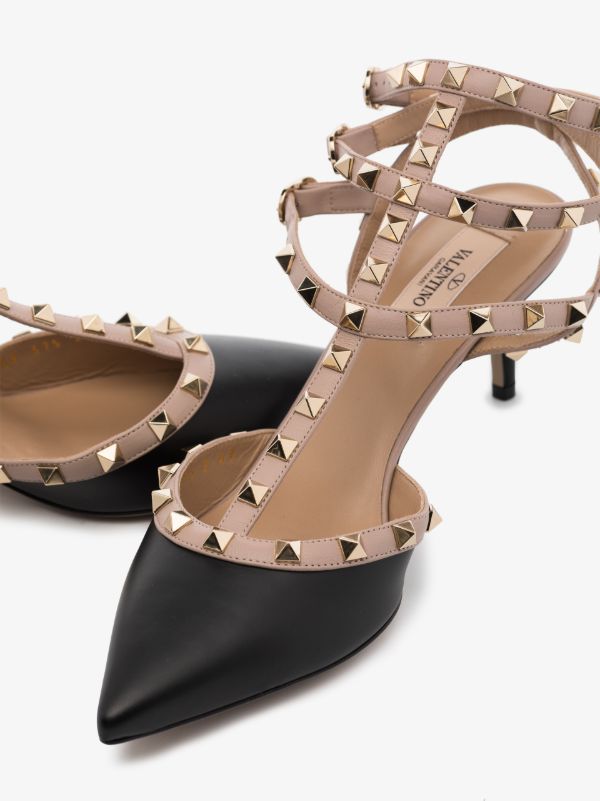 Valentino Garavani Black And Neutral Rockstud 65 Leather Pumps | Browns Pumps