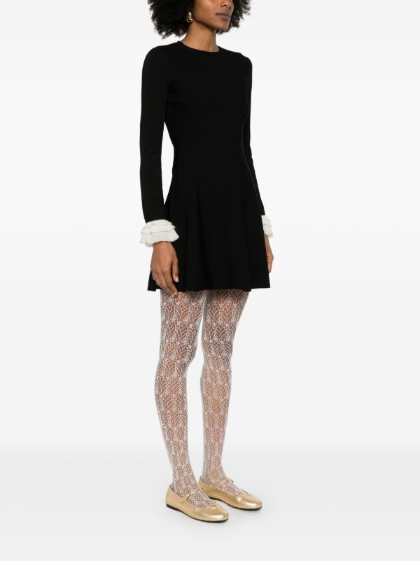 Valentino Garavani Black Flounce-Sleeved Dress | Browns Day Dresses