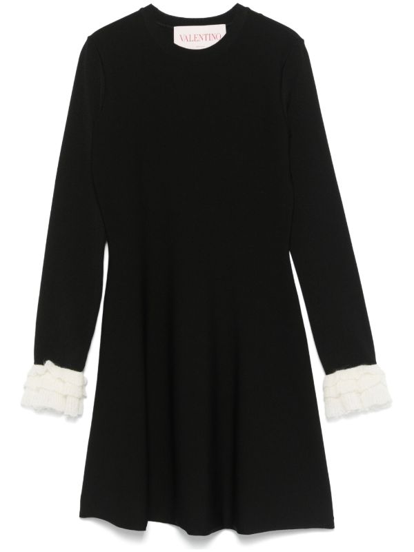 Valentino Garavani Black Flounce-Sleeved Dress | Browns Day Dresses