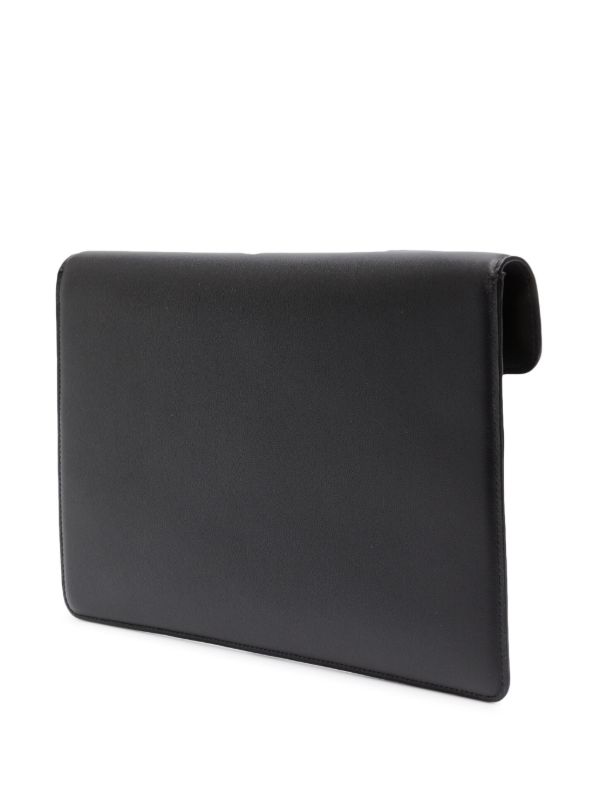 Valentino Garavani Black Locò Leather Clutch Bag | Browns Clutch Bags
