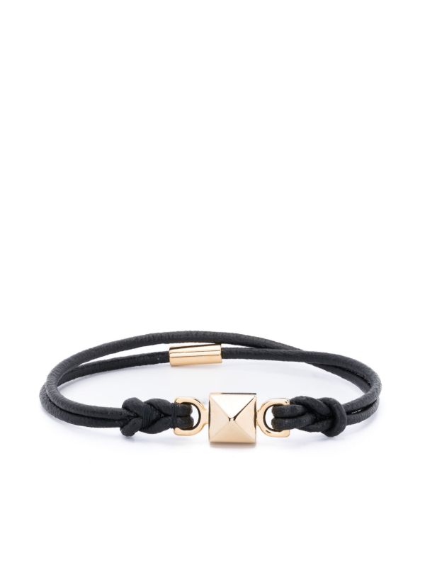 Valentino Garavani Black One Stud Leather Bracelet | Browns Bracelets