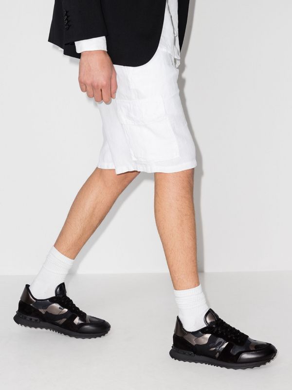 Valentino Garavani Black Rockrunner Camouflage Metallic Sneakers | Browns Low-Tops