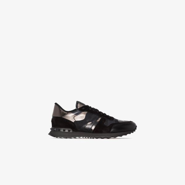 Valentino Garavani Black Rockrunner Camouflage Metallic Sneakers | Browns Low-Tops