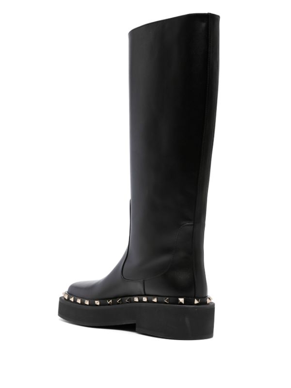 Valentino Garavani Black Rockstud 30 Knee-high Leather Boots | Browns Boots
