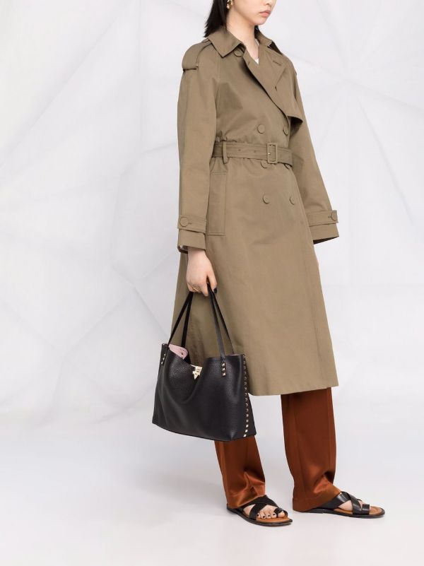 Valentino Garavani Black Rockstud Medium Leather Tote Bag | Browns Tote Bags