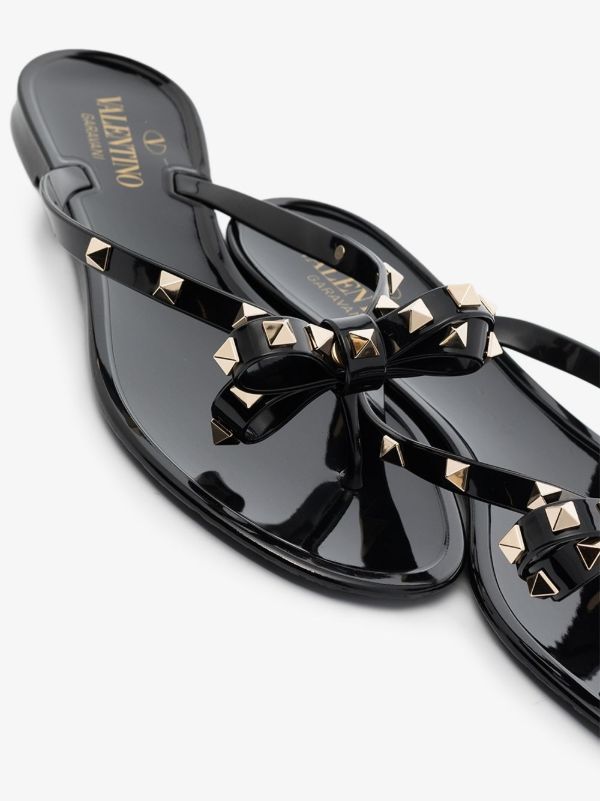 Valentino Garavani Black Rockstud Rubber Sandals | Browns Sandals