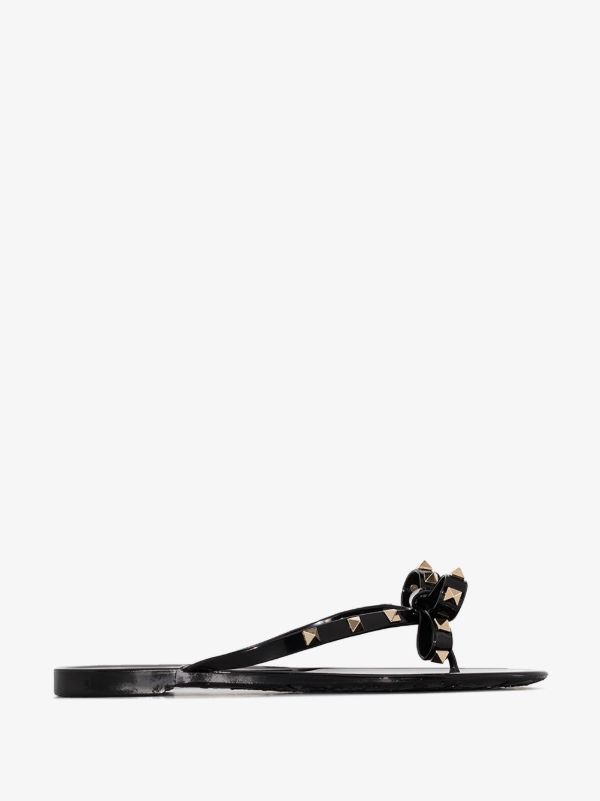 Valentino Garavani black Rockstud rubber sandals | Browns Sandals