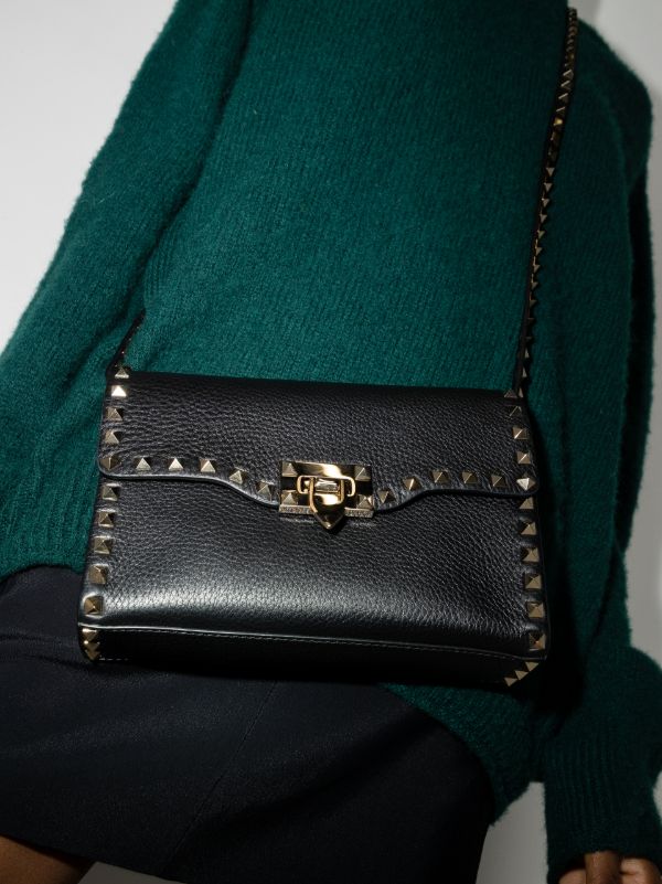 Valentino Garavani Black Rockstud Small Leather Cross Body Bag | Browns Messenger & Crossbody Bags