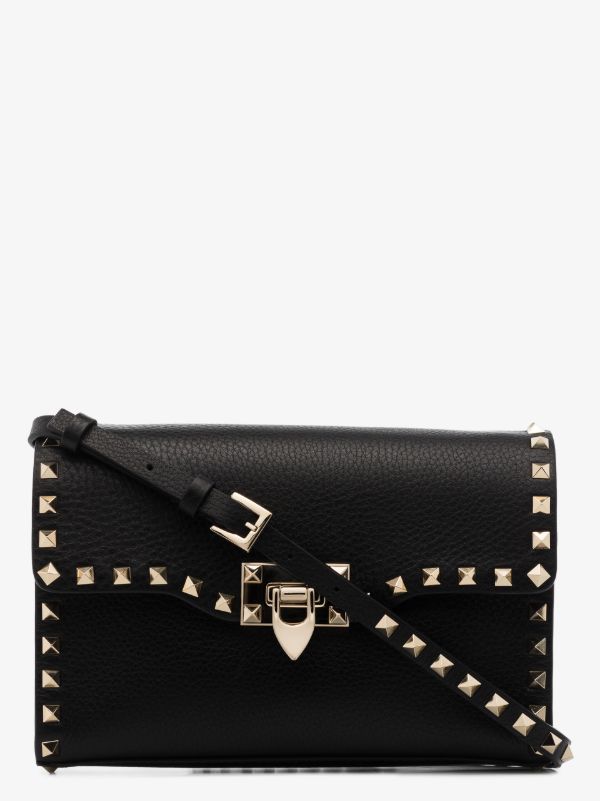 Valentino Garavani Black Rockstud Small Leather Cross Body Bag | Browns Messenger & Crossbody Bags