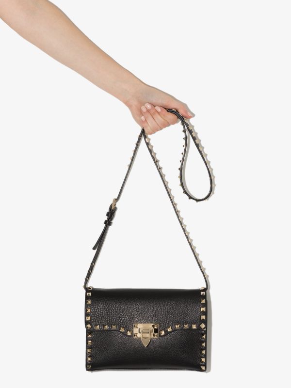 Valentino Garavani Black Rockstud Small Leather Cross Body Bag | Browns Messenger & Crossbody Bags