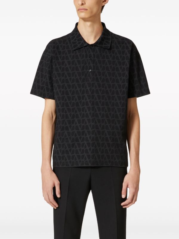 Valentino Garavani Black Toile Iconographe Polo Shirt | Browns Polo Shirts
