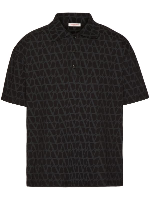 Valentino Garavani Black Toile Iconographe Polo Shirt | Browns Polo Shirts