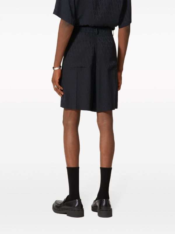 Valentino Garavani Black Toile Iconographe Silk Shorts | Browns Khaki Shorts