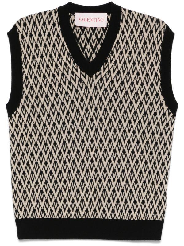 Valentino Garavani Black Toute La V Vest | Browns Knitted Sweaters