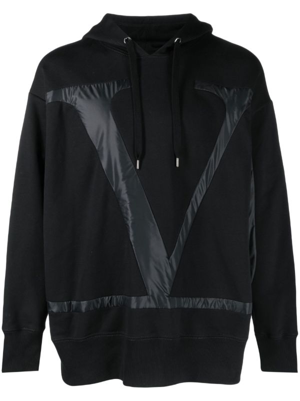 Valentino Garavani Black VLogo Aplliqué Cotton Hoodie | Browns Hoodies