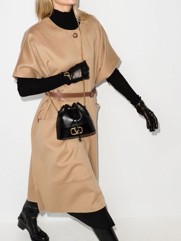 Valentino Garavani Black VLOGO Mini Leather Bucket Bag | Browns Bucket Bags