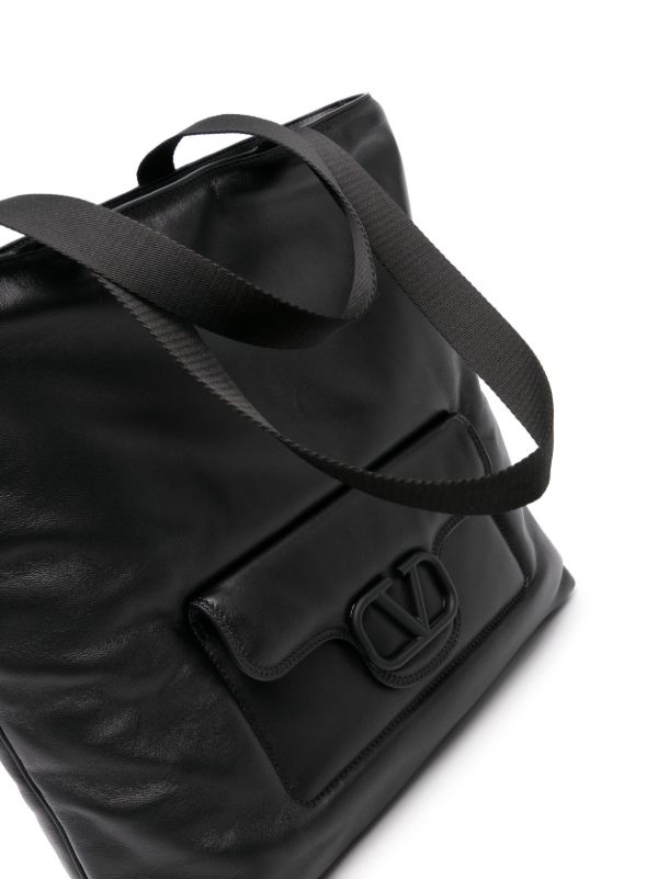 Valentino Garavani Black VLogo Signature Leather Tote Bag | Browns Tote Bags