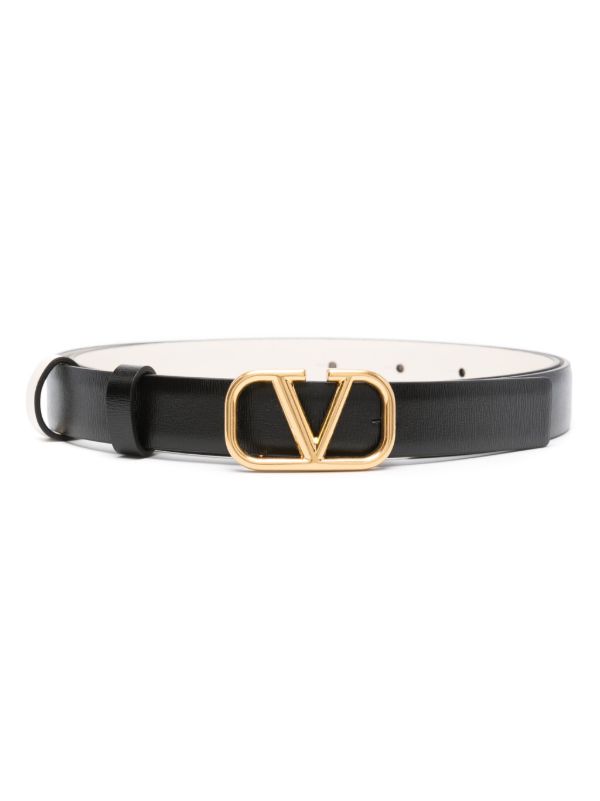 Valentino Garavani Black VLogo Signature Reversible Leather Belt | Browns Belts