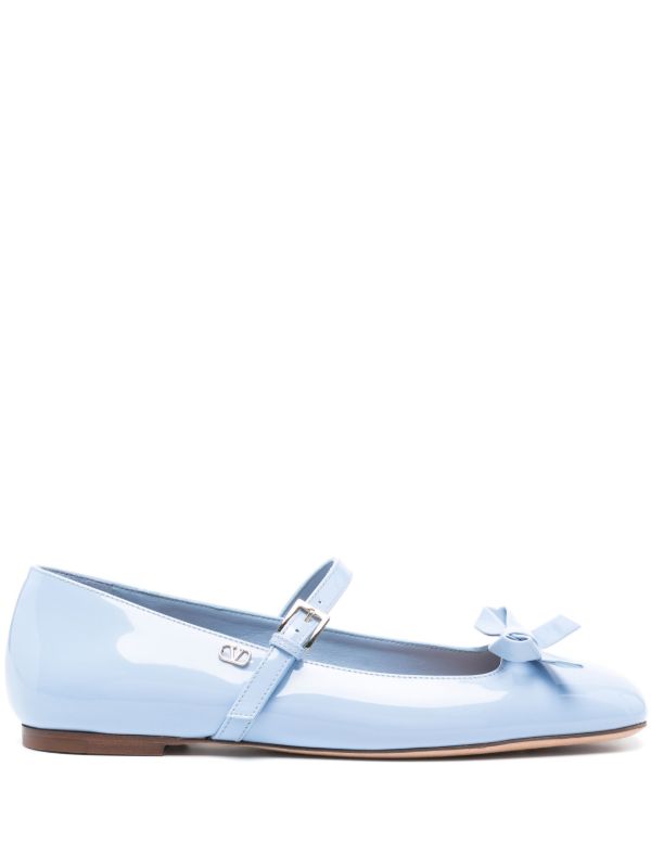 Valentino Garavani Blue Romance Bow Ballet Pumps | Browns Ballerina Shoes