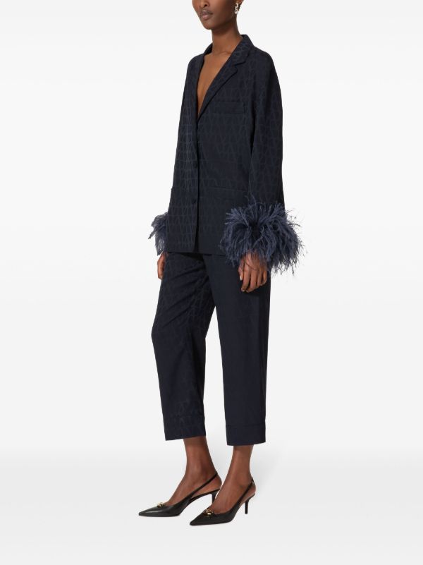 Valentino Garavani Blue Toile Iconographe Cropped Trousers | Browns High Waisted Pants