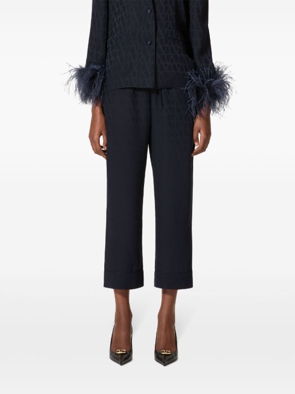 Valentino Garavani Blue Toile Iconographe Cropped Trousers | Browns High Waisted Pants