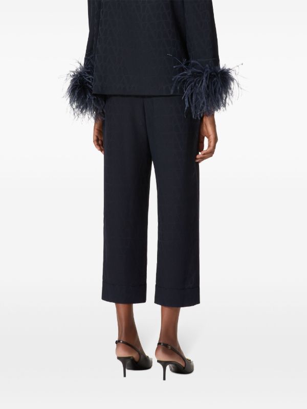 Valentino Garavani Blue Toile Iconographe Cropped Trousers | Browns High Waisted Pants
