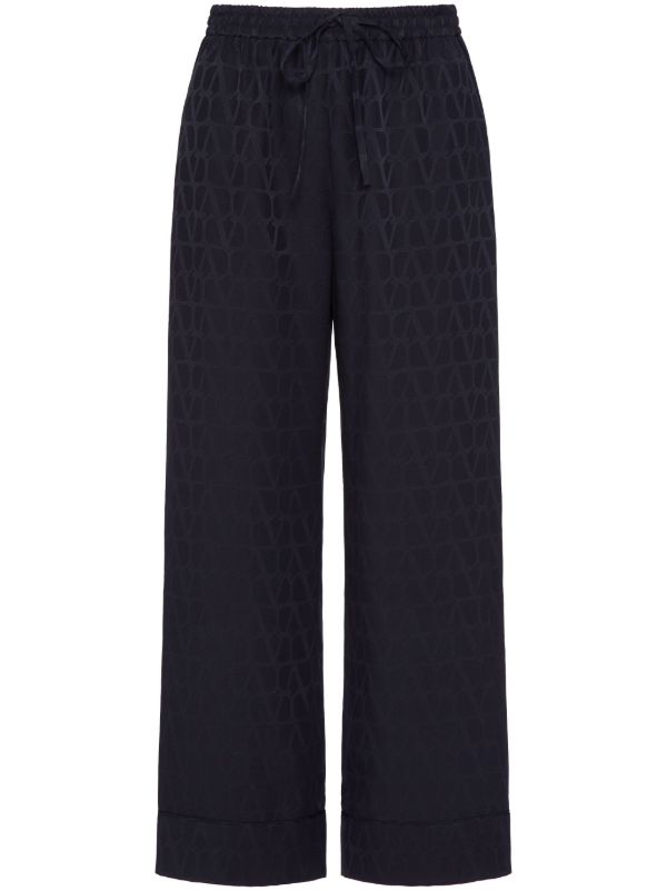 Valentino Garavani Blue Toile Iconographe Cropped Trousers | Browns High Waisted Pants