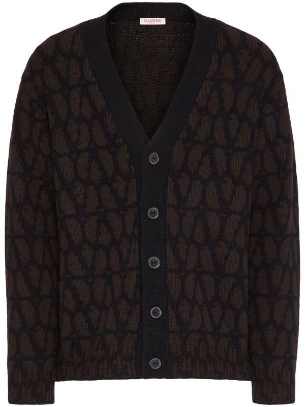 Valentino Garavani brown Toile Iconographe-jacquard cardigan | Browns Cardigans